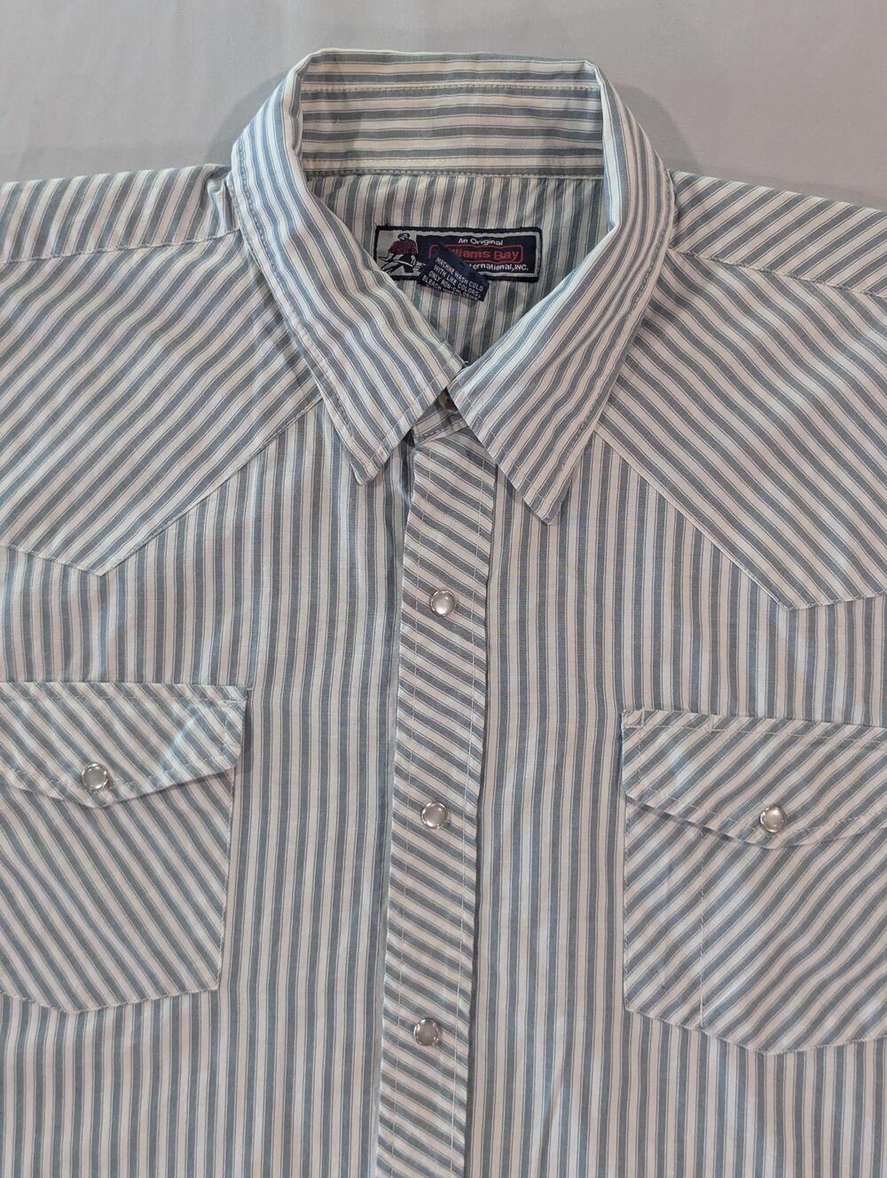 Williams Bay Shirt Mens 3XL Blue Short Sleeve Western Pearl Snap Pockets Casual